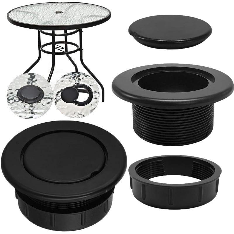 UpinFun Patio Table Umbrella Hole Ring Plug Cap Set for Outdoor Parasol Table Hole Cover Insert Pole Replacement Stabilizer Parts Black - Image 1
